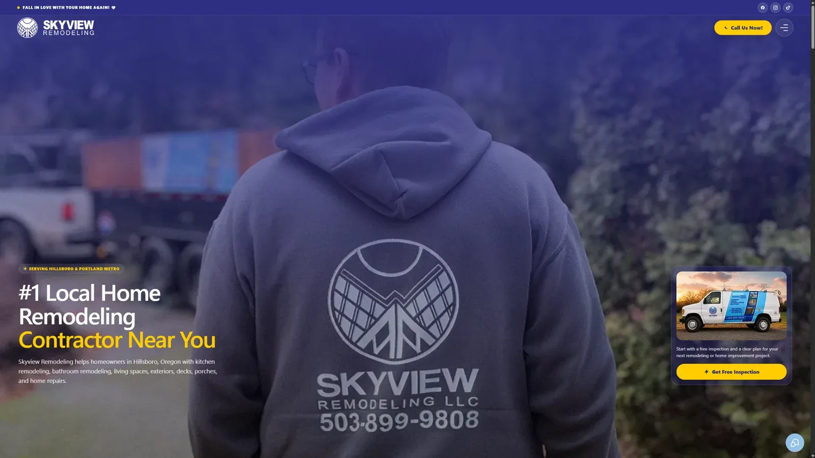 Sitio web de alto rendimiento y presencia digital para Skyview Remodeling en Hillsboro, Oregon