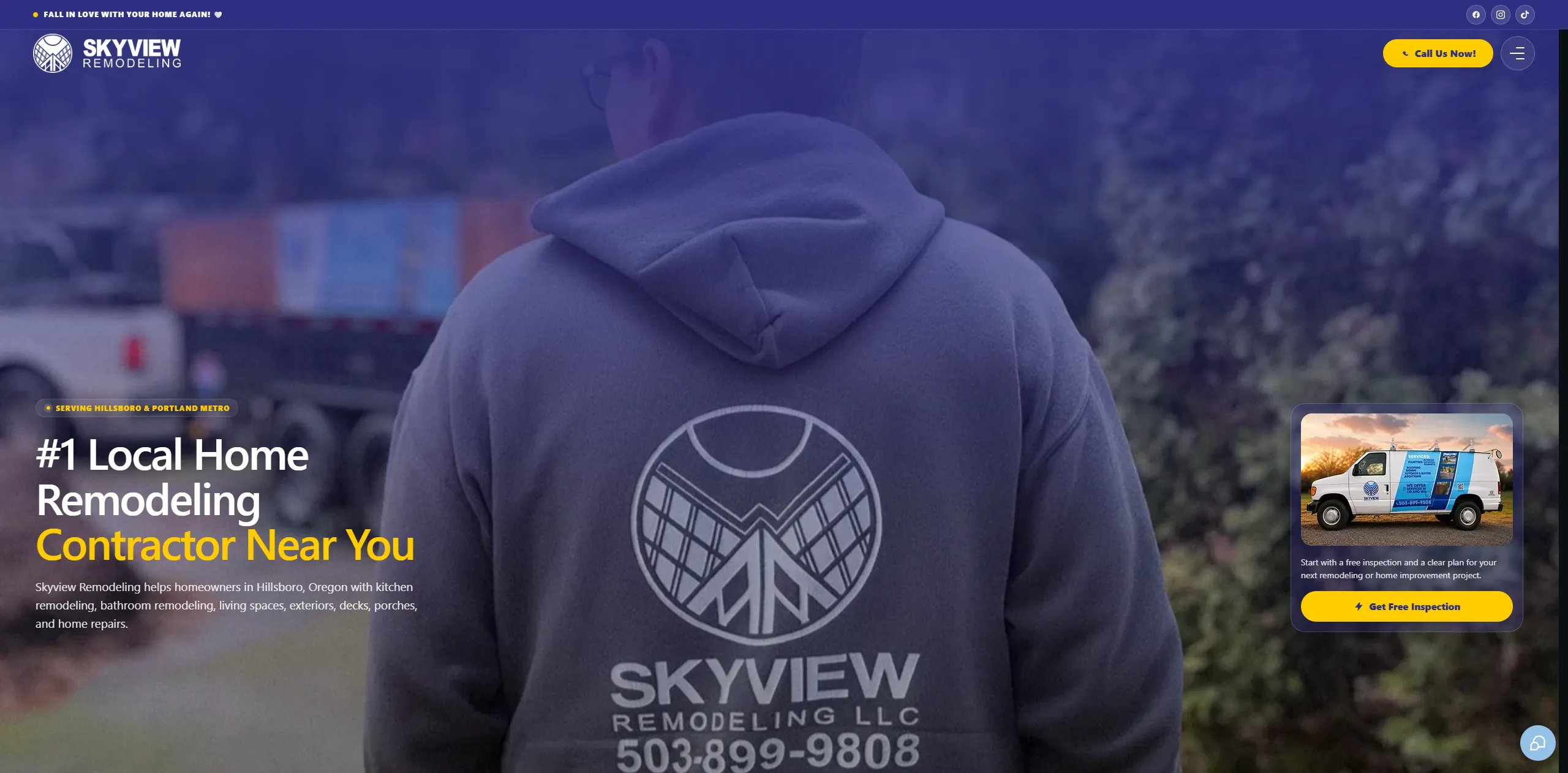 Sitio web y plataforma para Skyview Remodeling en Hillsboro, Oregon